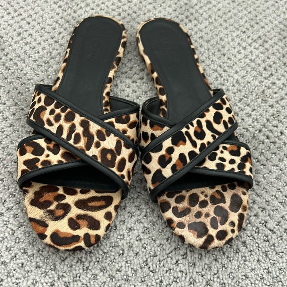 J crew calf hair slides